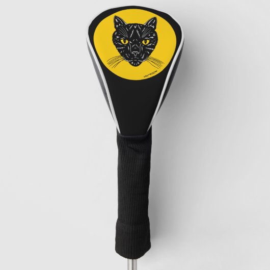 黒猫の顔 ゴルフヘッドカバー (正面)