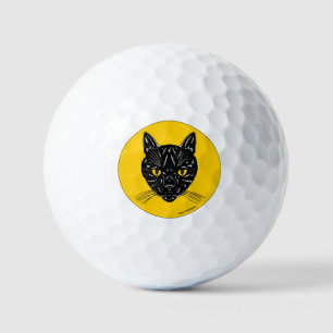 黒猫の顔 ゴルフボール