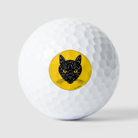 黒猫の顔 ゴルフボール (正面)
