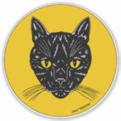黒猫の顔 シール (正面)