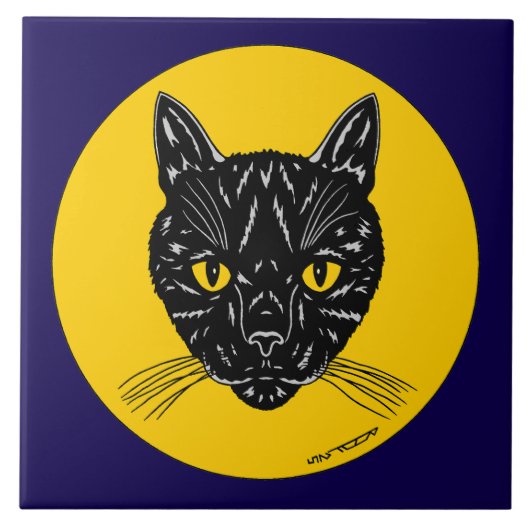 黒猫の顔 タイル (正面)