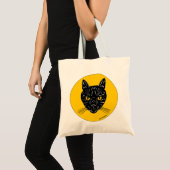 黒猫の顔 トートバッグ (正面(商品))
