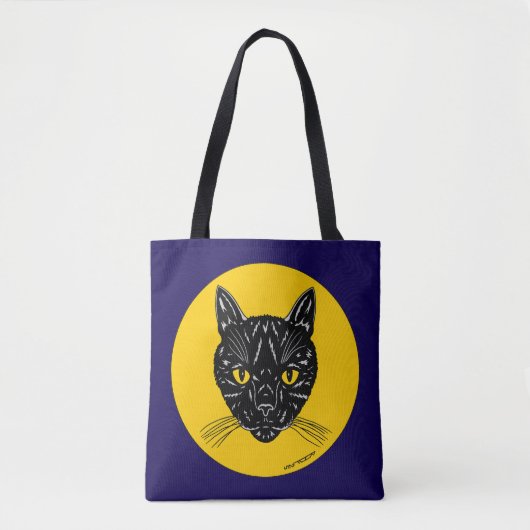 黒猫の顔 トートバッグ (正面)