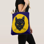 黒猫の顔 トートバッグ (クローズアップ)
