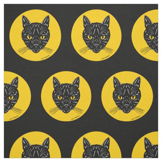 黒猫の顔 ファブリック (見本)