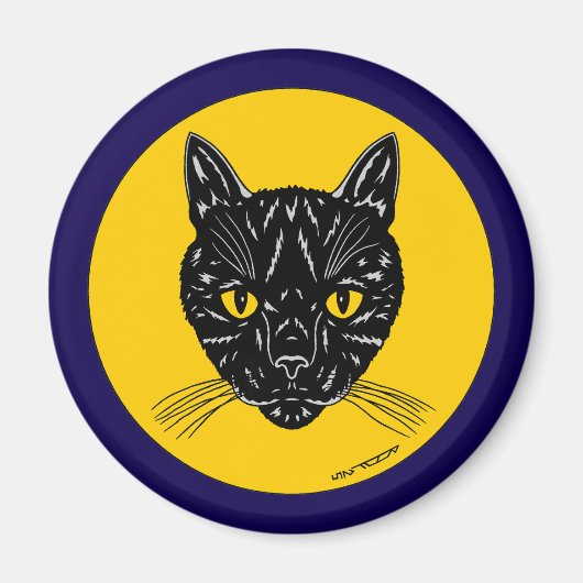 黒猫の顔 マグネット (正面)