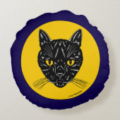 黒猫の顔 ラウンドクッション (裏面)