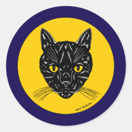 黒猫の顔 ラウンドシール