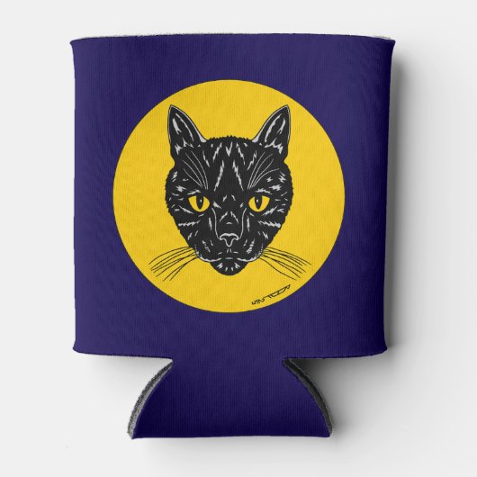 黒猫の顔 缶クーラー (正面)