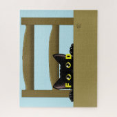 黒猫の食べおもしろい物 ジグソーパズル (縦)