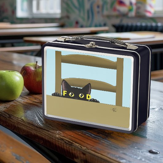 黒猫の食べ物 楽しい お腹すいた 猫 ユーモア メタルランチボックス