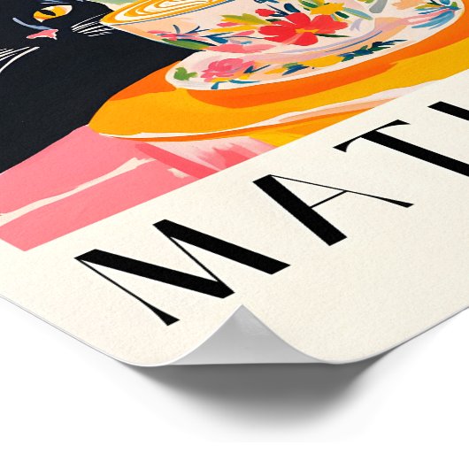 黒猫の飲みコーヒーおもしろいキッチンポスターEs ポスター (角)