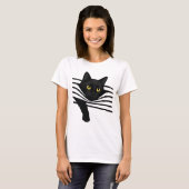 黒猫の飼い主ギフト、かわいいハロウィン猫 Tシャツ (正面フル)