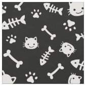 黒猫の骨にかわいい白人魚の前足の模様 ファブリック (クローズアップ)