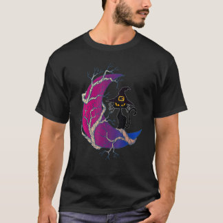 黒猫の魔女と月 バイセクシュアルフラグ バイセクシュアル Tシャツ