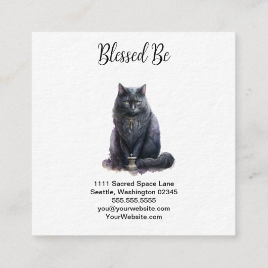 黒猫の魔女のおなじみ スクエア名刺 (裏面)