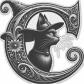黒猫の魔女のイニシャルCカスタムイニシャル シール (正面)