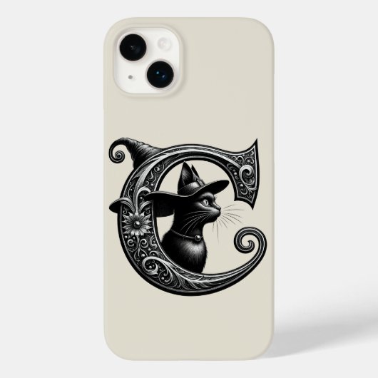 黒猫の魔女のイニシャルCカスタムイニシャル Case-Mate iPhoneケース (裏面)