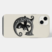 黒猫の魔女のイニシャルCカスタムイニシャル iPhoneケース (裏面横)