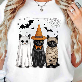 黒猫の魔女のハロウィンパンプキン Tシャツ