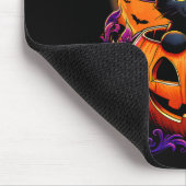 黒猫の魔女ハットカボチャ面白いハロウィーンの男性を見る マウスパッド (コーナー)