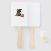 黒猫の魔女ハロウィーンの衣装ほうき棒少年 ハンドファン (正面&裏面)