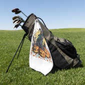 黒猫の魔女怖いハロウィーンカボチャのオーバーサイズ ゴルフタオル (グリーン)