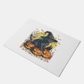 黒猫の魔女怖いハロウィーンカボチャのオーバーサイズ ドアマット (アングル)