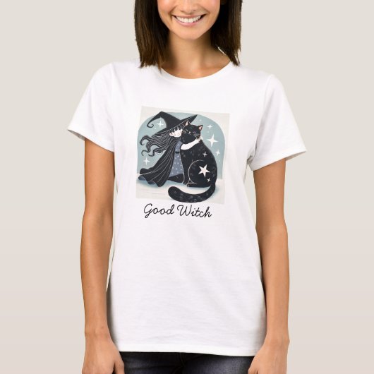 黒猫の魔女 Tシャツ (正面)