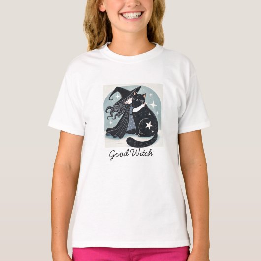 黒猫の魔女 Tシャツ (正面)