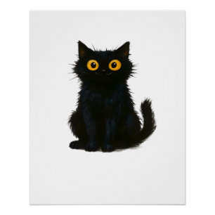 黒猫の魔法 � かわいい&怖いハロウィンキャットアート ポスター
