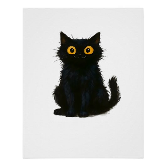 黒猫の魔法 � かわいい＆怖いハロウィンキャットアート ポスター (正面)