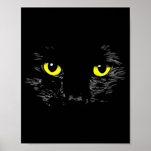 黒猫の黄色い目 子猫の顔 ハロウィン ポスター (正面)