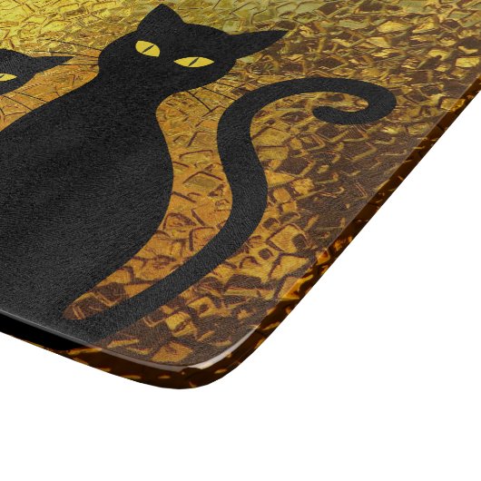 黒猫の黄色のガラス質のモダンなキャッツ・アイ カッティングボード (角)