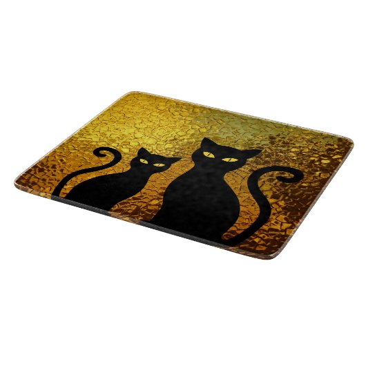 黒猫の黄色のガラス質のモダンなキャッツ・アイ カッティングボード (角)