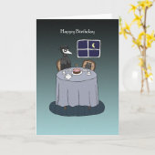 黒猫の黒人医師おもしろいゴシック誕生日 カード (黄色い花)