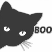 黒猫のbooハロウィンのプレゼント ネコ シール (正面)