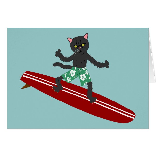 黒猫のLongboardのサーファー (正面横)