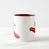 黒猫のLongboardのサーファー ツートーンマグカップ (中央)