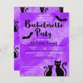 黒猫のWitchyハロウィンのバチェロレッテ 招待状 (正面/裏面)