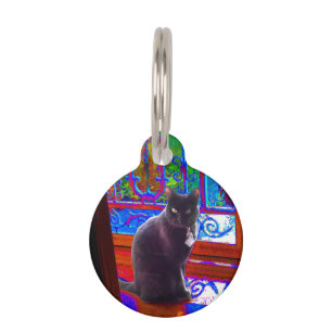 黒猫はサイケデリックな戸口を守ります ペット ネームタグ