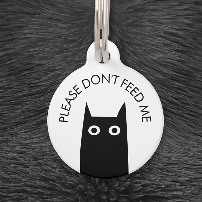 黒猫は僕を食べ物を与え病気しない ペット　ネームタグ (Please don't feed me, I'm on a special diet. Personalized black cat design pet medical pet tag)