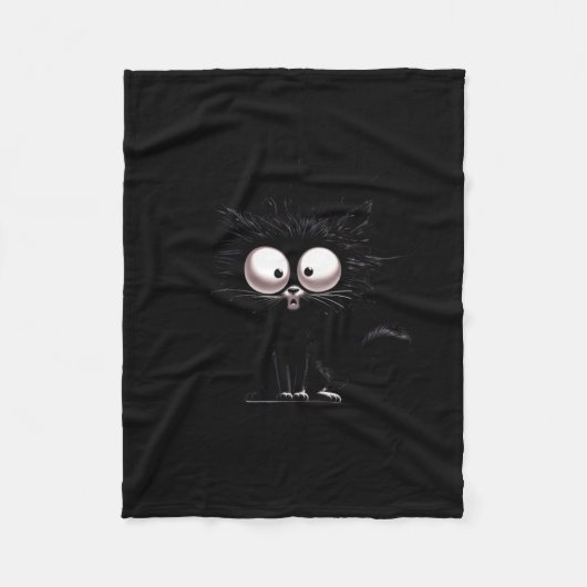 黒猫は元気で何事もなかった面白い フリースブランケット (正面)