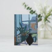 黒猫は窓から外を見ていた。 ポストカード (スタンド正面)