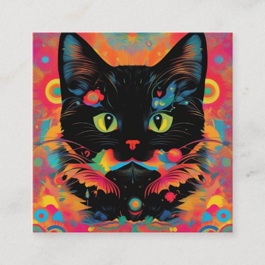 黒猫は良いルックのしるしと考えられていた スクエア名刺 (正面)