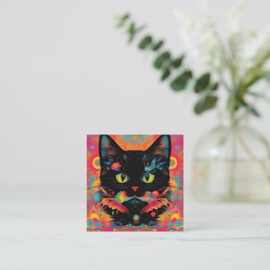黒猫は良いルックのしるしと考えられていた スクエア名刺 (スタンド正面)