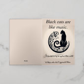 黒猫は音楽カードのよう 箔グリーティングカード (外側レイダウン)