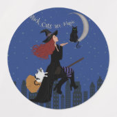 黒猫は魔法丸シール ラベル (デザイン1)
