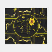 黒猫ひまわり星明かりお前は俺の太陽だ フリースブランケット (正面(横))