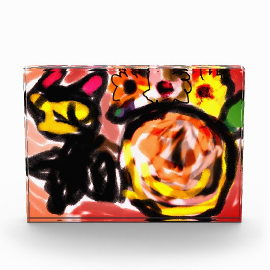 黒猫ひまわり フォトブロック (正面)